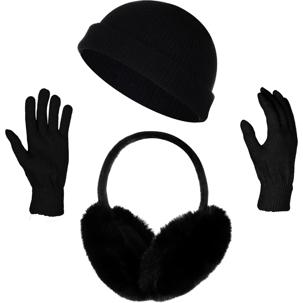 

Набор зимних наушников, включая пушистые наушники, шапка, перчатки, холодная погода