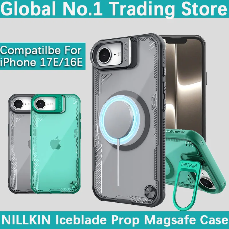 

NILLKIN For iPhone 17E/16E iceblade Prop Magnetic Case TPU PC lens cover bracket anti drop airbag phone case protective cover