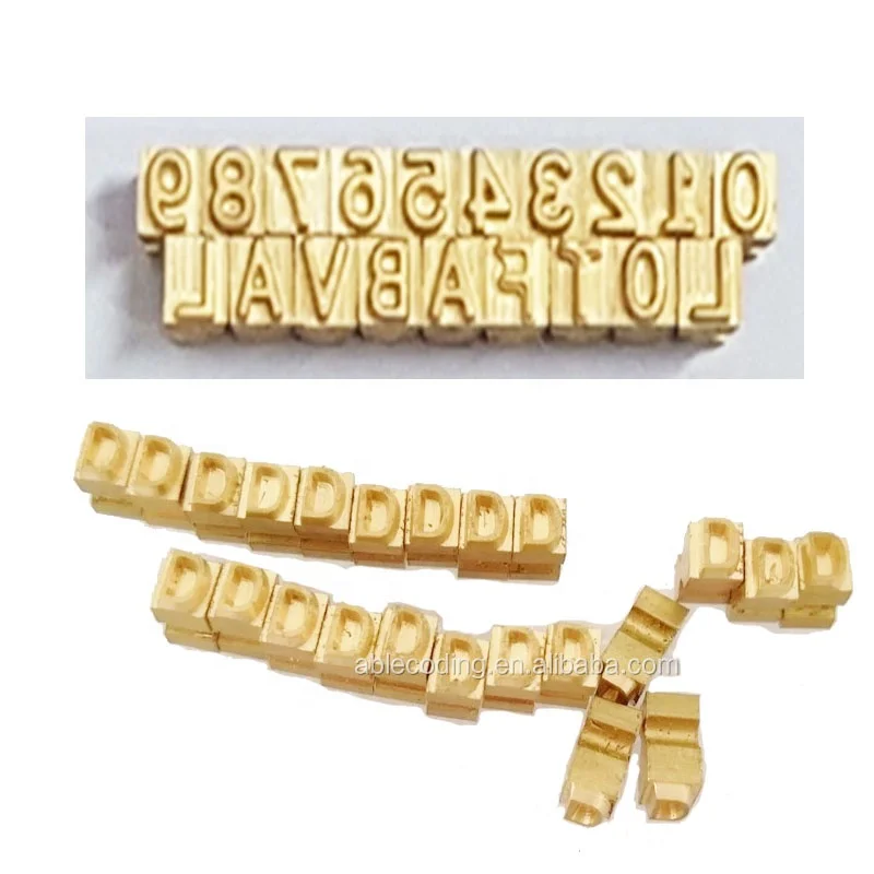 

Brass Characters Hot Foil Coding Font Consumable Letter for Date Printing
