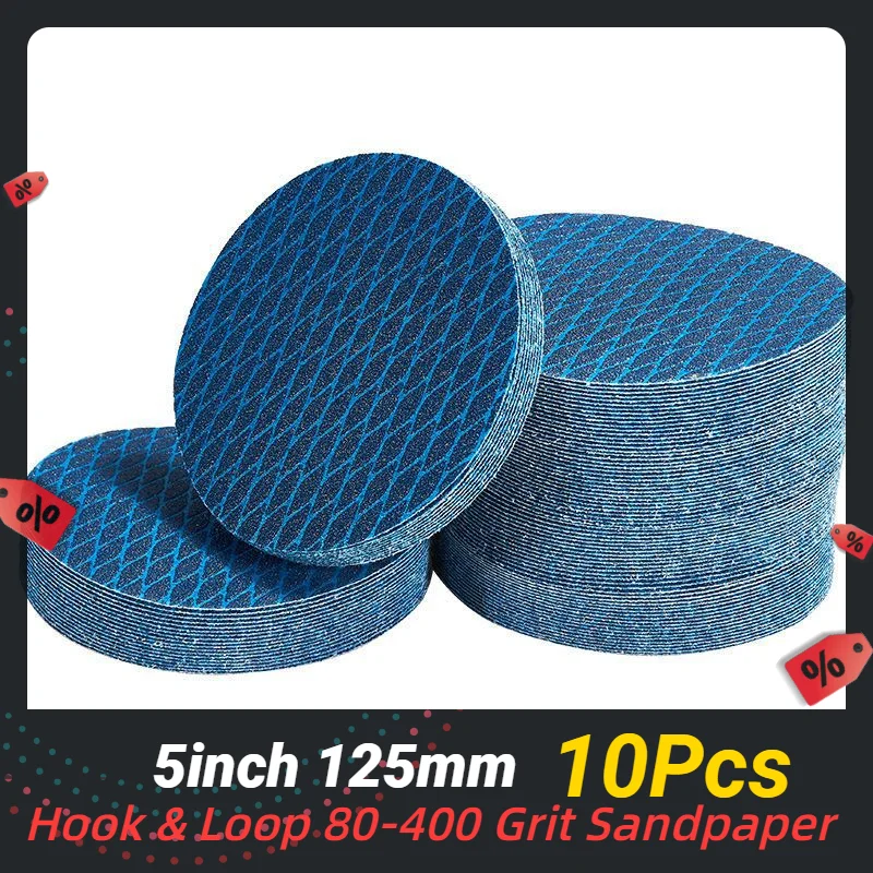 

10pc Sanding Disc 5 Inch Hook Loop 80-400 Grit Sandpaper for Wood Furniture Finishing,Metal Grinding,Automotive Polishing