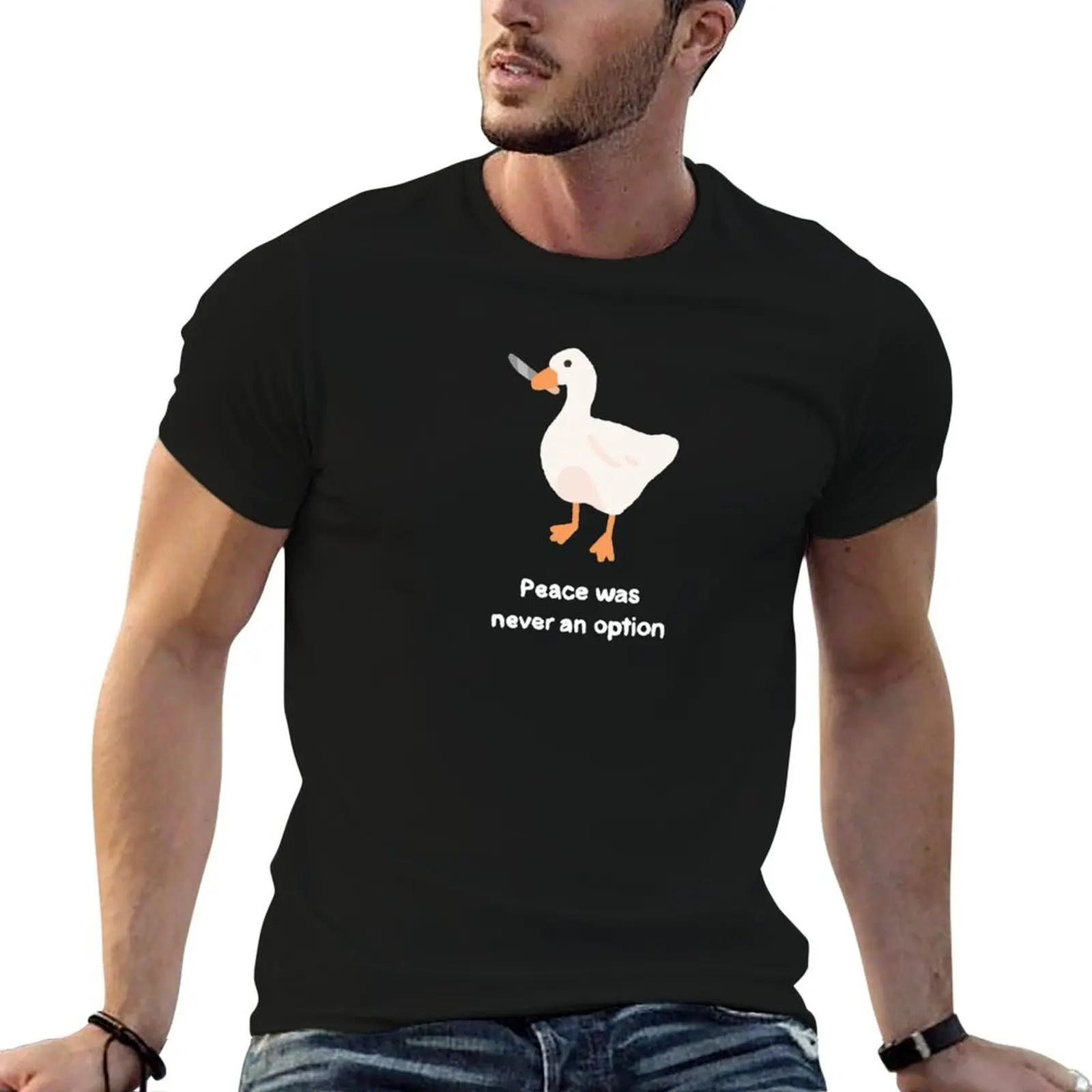 

Knife goose, peace was never an option T-Shirt man t shirt cotton high quality man t shirt graphic T-Shirt