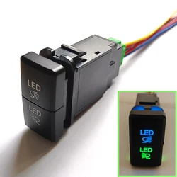 Dupla botões interruptor de luz de nevoeiro do carro, LED indicador, Toyota FJ, Land Cruiser, Prado, 4Runner, Tacoma, azul, verde, 12V, 1Pc