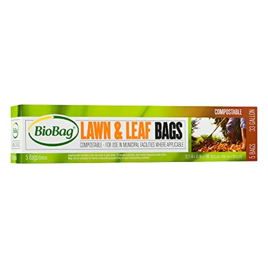 

USA 100% Certified Compostable Lawn and Leaf Yard Waste Bags 33 Gallon Large Capacity and Weather Resistant
