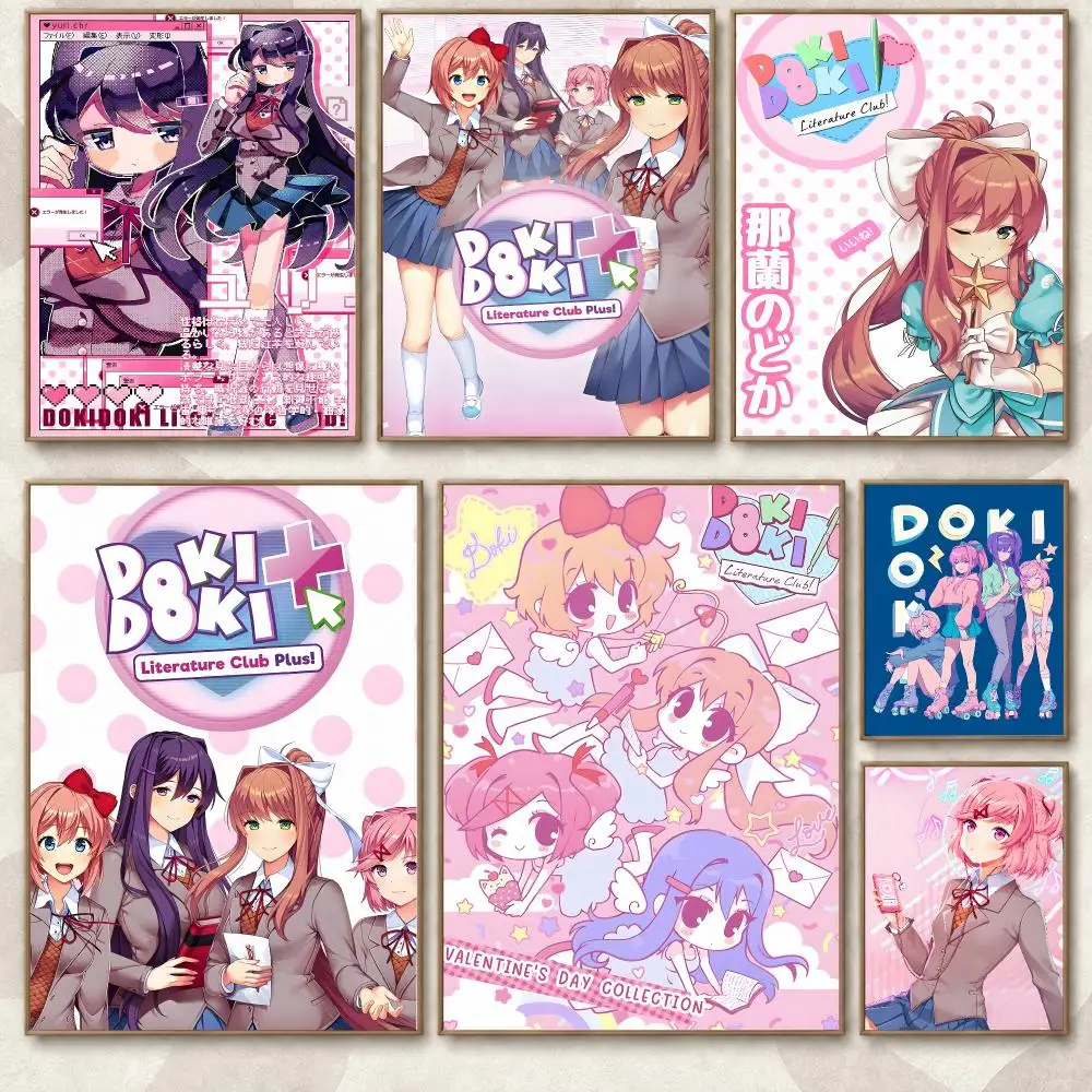 Doki Doki Literature Club Game Cute Dark Aesthetic Poster Aesthetic Art Print for Bedroom & Living Room Decor, Unframed