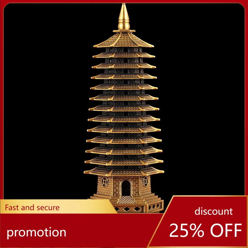 HXL Full Copper Thirteen-Layer Tower Ornament Feng Shui Office Decoration Study Room Decor