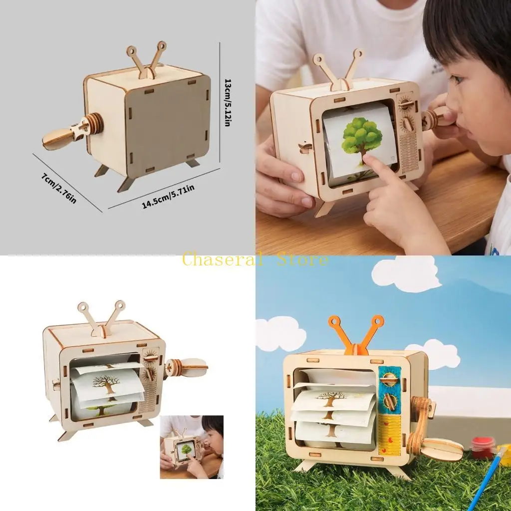 E7CE DIY Wooden Animation Viewer Science Craft Toy for Kids and Student Activity