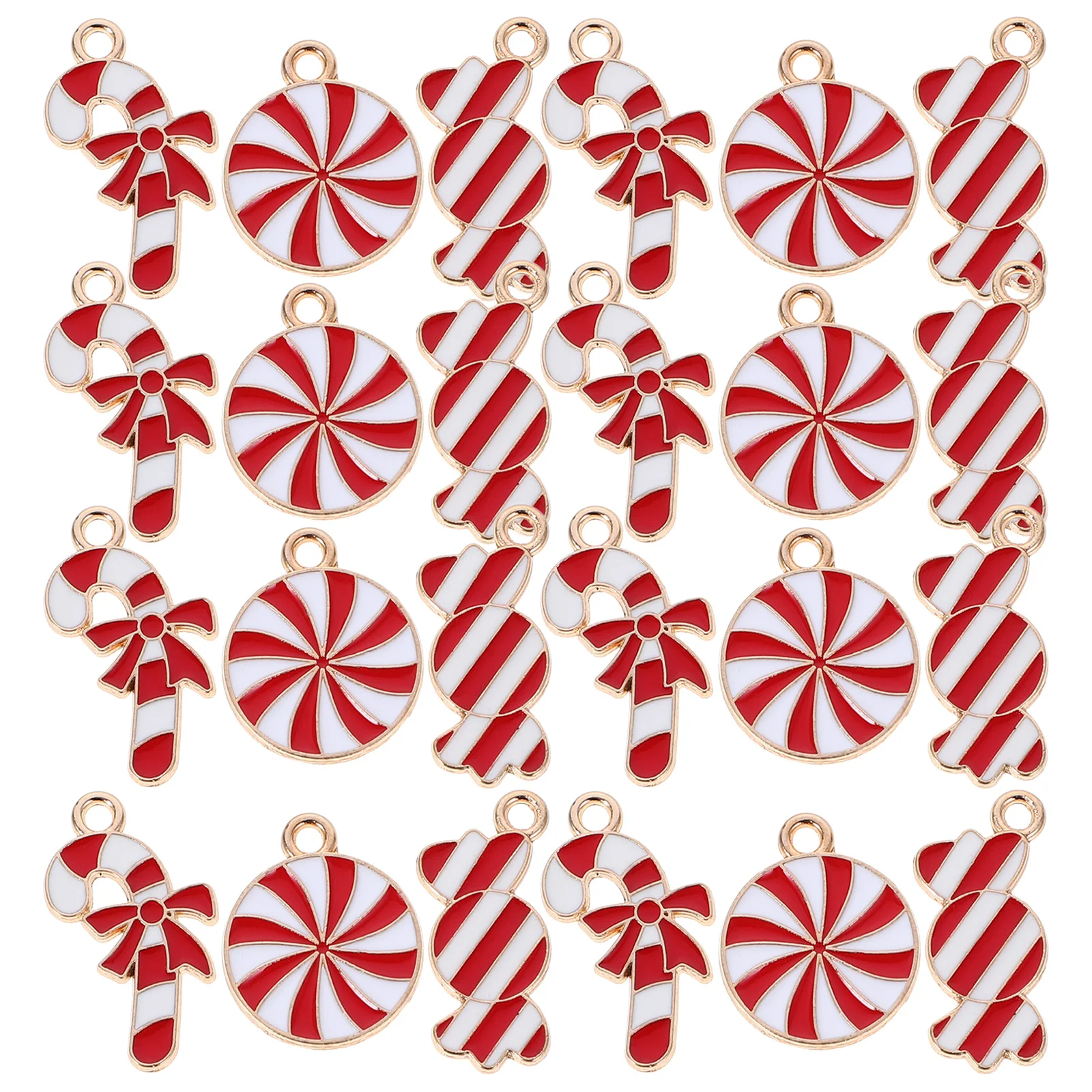 

90Pcs Candy Cane Lollipop Themed Charms DIY Christmas Jewelry Pendants Alloy Craft Components for Necklace Bracelet Earring