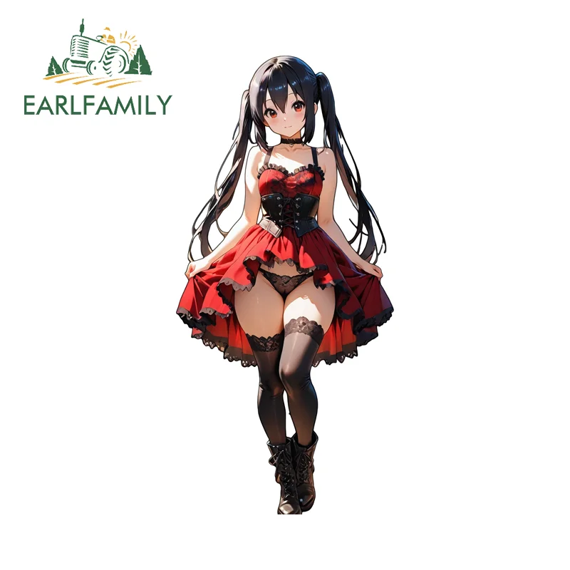 EARLFAMILY Nakano Azusa Car Bumper Window Stickers Cute Amusing Anime Car Door Decal Simple Sunscreen Waterproof Graffiti Decor