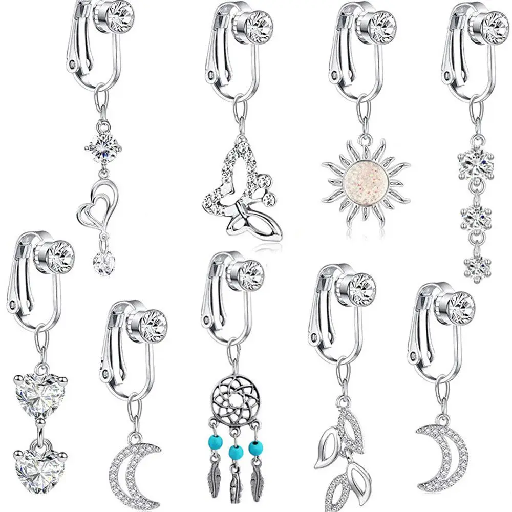 Stern Herz Knorpel Clip Faux Piercing Nabel Ringe Bauchnabel Ringe Gefälschte Bauch Ringe Nabel Clip auf Körper Schmuck