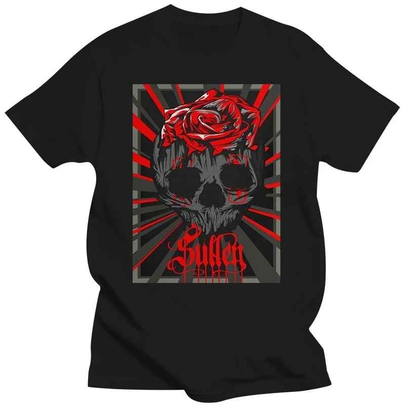 Men T shirt Flesiciate Male Sullen Skull Red Rose Design Cotton funny t-shirt novelty tshirt women