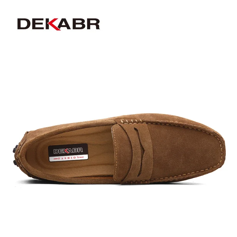 DEKABR Large Size 49 Men Loafers Soft Moccasins High Quality Spring Autumn Genuine Leather Shoes Men Warm Flats Driving Shoes