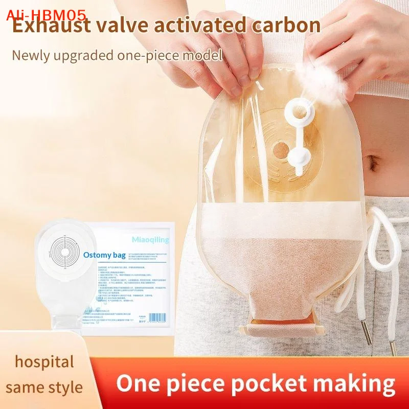 (HB05)1Pcs Exhaustable Colostomy Bags 65mm Hole Drainable Ostomy Bags Stoma Care Pouch With Clips Closure Colostomy Bag
