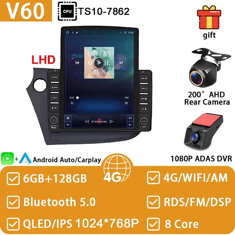 Android 15 Autoradio Voor HONDA INSIGHT 2009 2010 2011-2013 2014 Multimedia Video Player Navigatie GPS 4G WIFI Head Unit Geen 2din