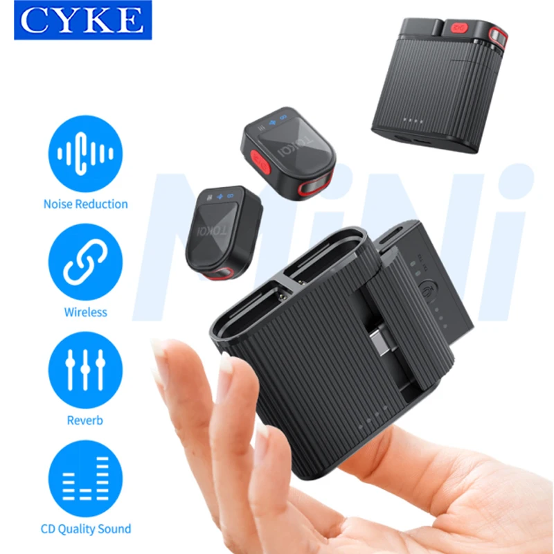 

CYKE Portable Mini Lavaliere Mic Wireless Dual Tie Clip Collar Lapel Mic Microphone With Charging For Iphone H01