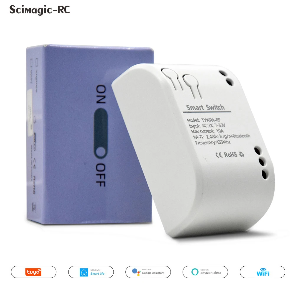 1CH Tuya Smart Remote Control Wireless Wifi Switch 12V 24V modulo 7-32V AC 220V 85-250V 2200W 10A interruttore relè Wifi