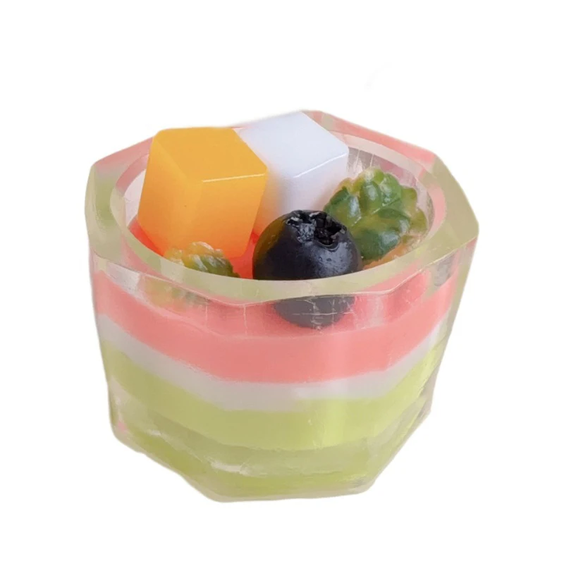 Idea de regalo para niña: Taza de té de la leche de sandía/mango de una pieza, juguete divertido de postre de imitación de TPR suave