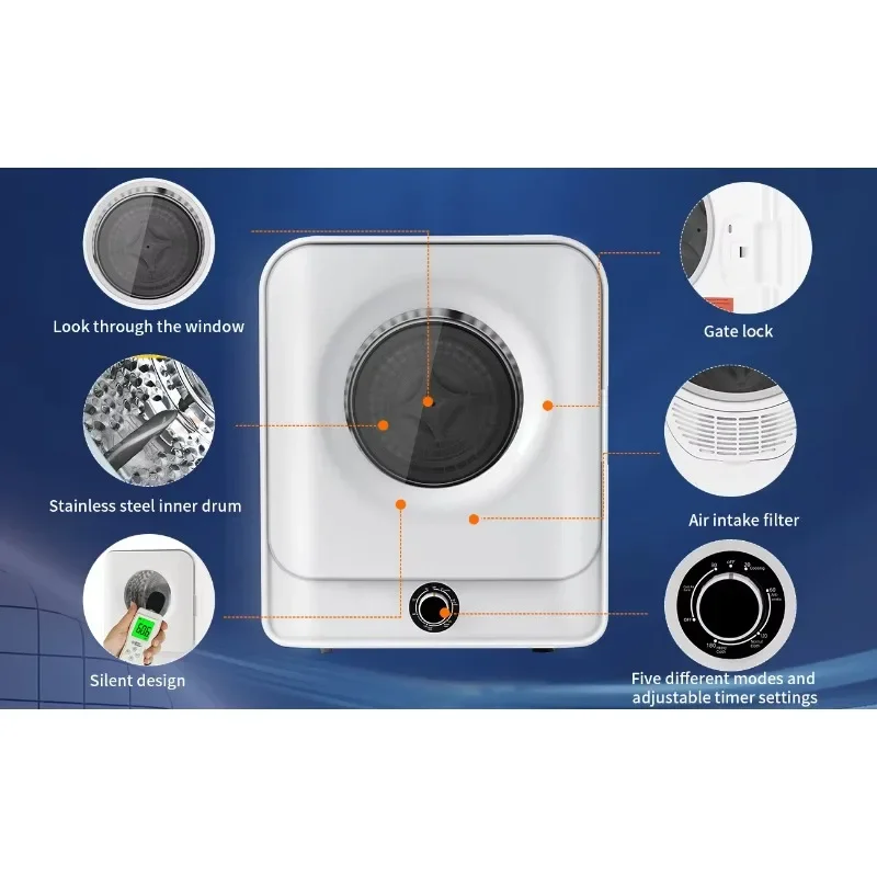 5 drying modes of dryer, drum overheating protection, dust removal, deodorization and fleece removal