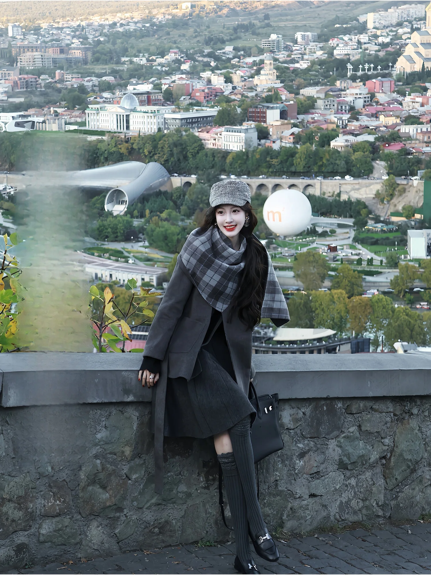 

Double-Sided Woolen Plaid Splicing oulder Wrap Sle Coat een Cheered Two-Way Wearable Serena Women's Faion Outerwear