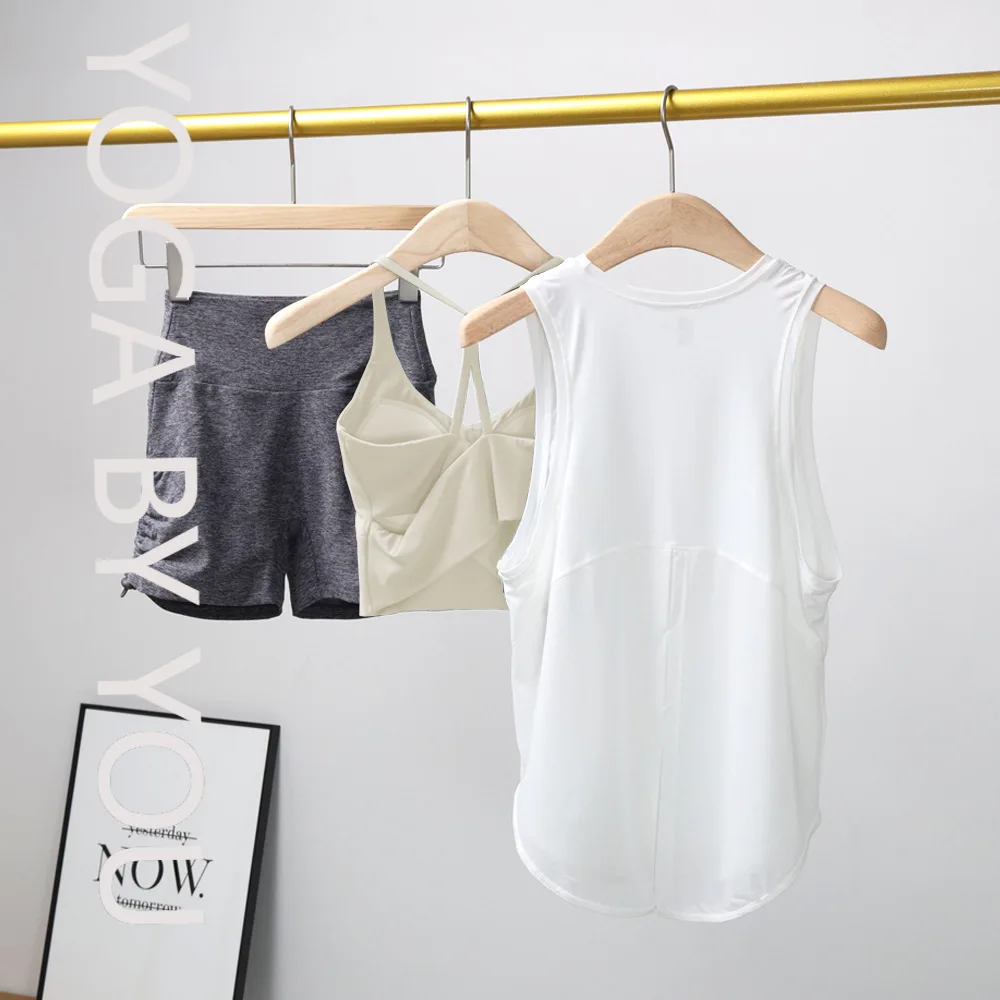 

2025 new yoga clothes women's summer fitness suit running quick-drying sports vest top three-point leggings