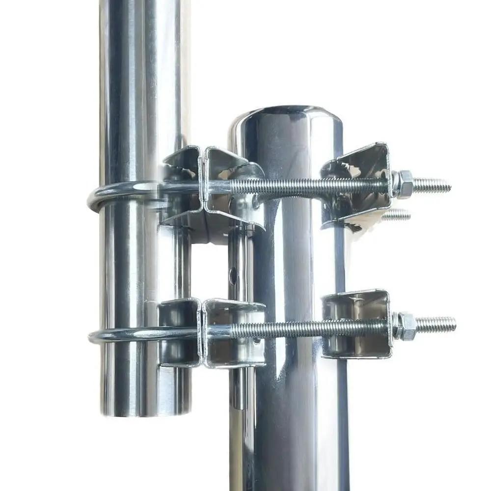 304 Stainless Steel Double Antenna Mast Clamp U-Bolt Fastening Adjustable V Jaw Block Corrosion Resistant Universal