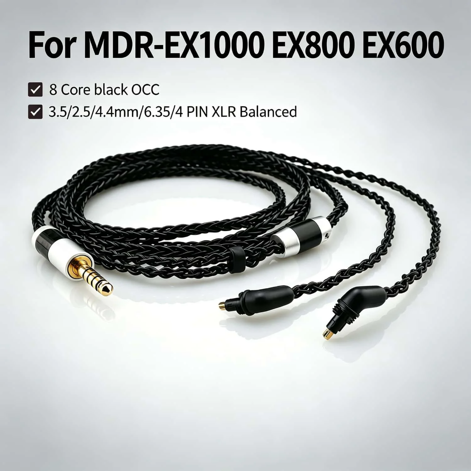 8 Core OCC Headphone Upgrade Cable for Sony MDR-EX1000 EX800 EX600 4.4mm 2.5mm Balanced 3.5mm Replacement  Cable