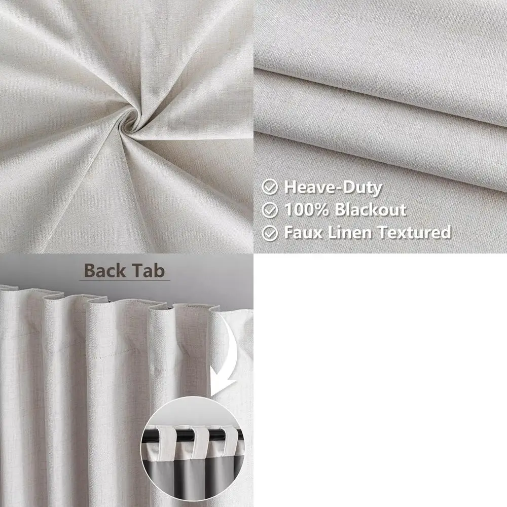 

96 плотные шторы из натурального искусственного льна, 2 панели, затемнение комнаты, теплоизоляция с задней выступами для спальни/гостиной