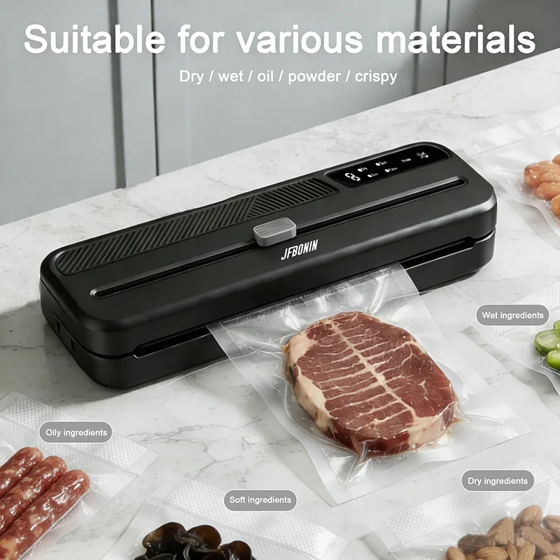 Powerful Food Vacuum Sealer Machine, 55kPa Powerful Suction, Dry & Moist Modes, External Vacuum System with 10 Vacuum Bags view 3