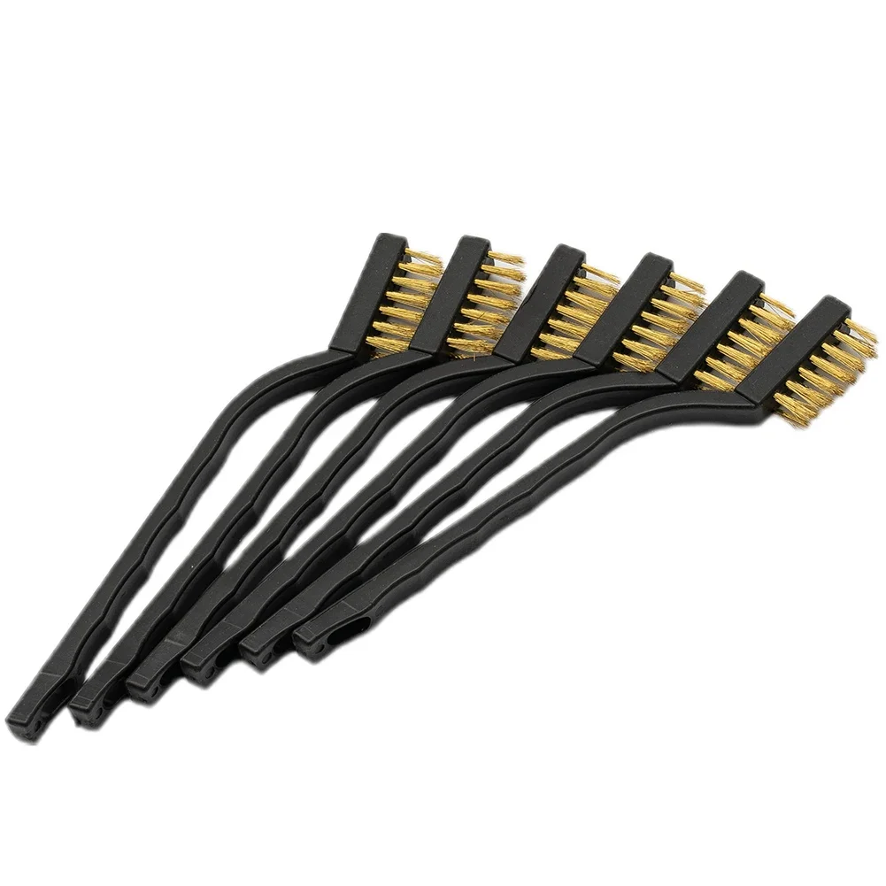 6pcs Brass Mini Metal Clening Wire Brushes DIY Paint Rust Remover Removal Cleaning Polishing Detail Metal Brushes Tools