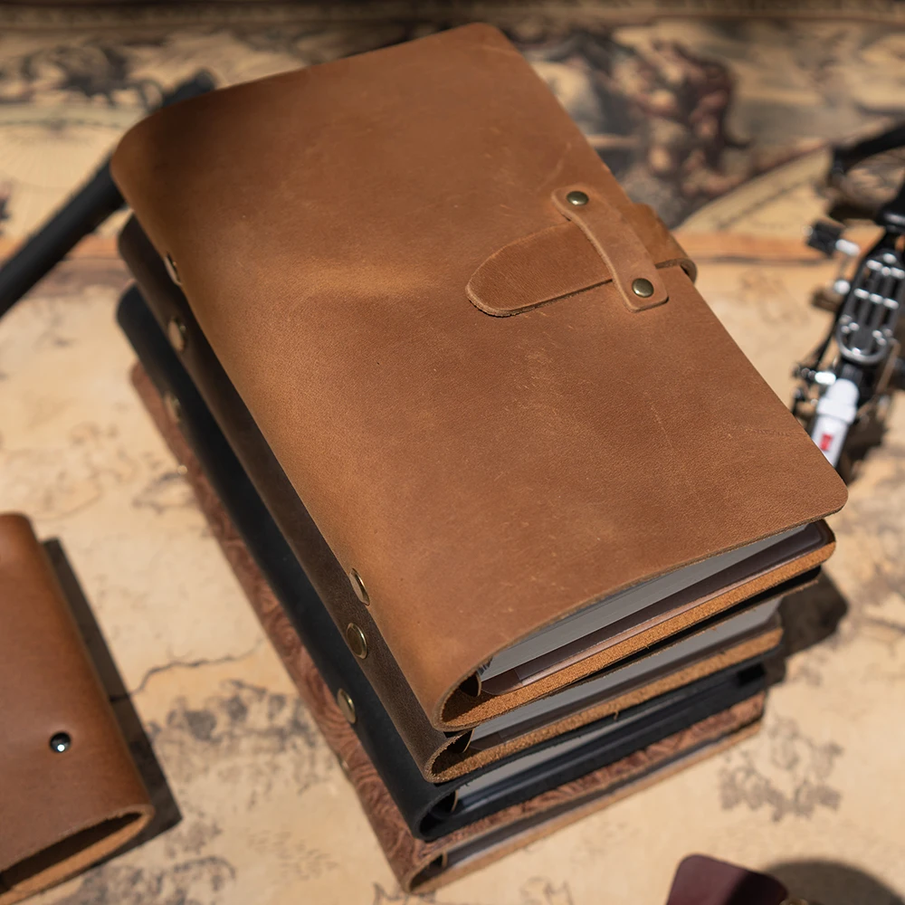 New handmade cowhide notebook, daily multi-purpose writing and note-taking Books can replace 6 holes Cores filling diary