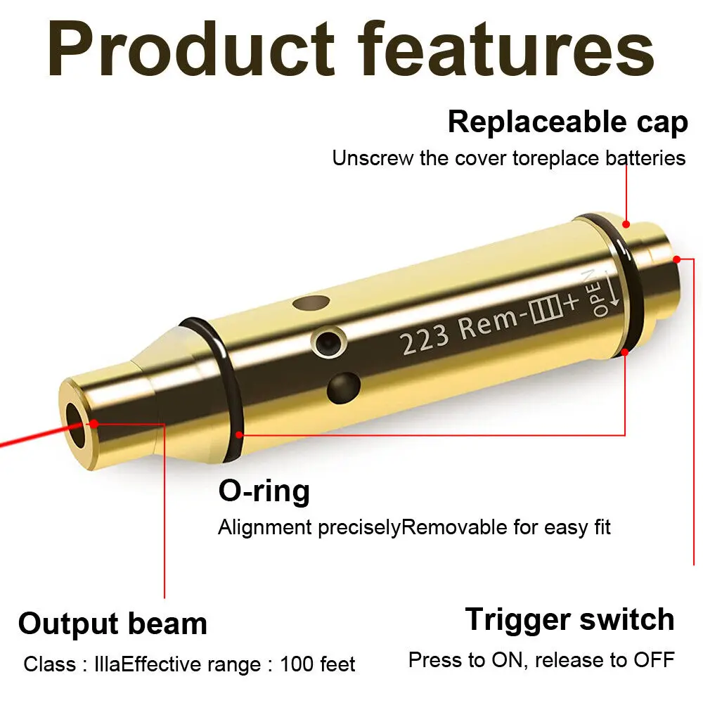 Trening.223 REM Laser Bore Sight Cartridge Trainer Outdoor Dry Fire Shooting