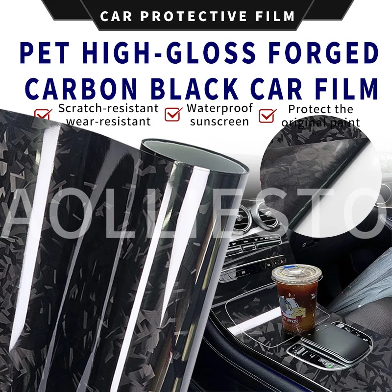 

Глянцевая ПЭТ кованая ярко-черная мотоциклетная кованая углеродная пленка, наклейка для обертки автомобиля, клейкая виниловая пленка для мотоцикла