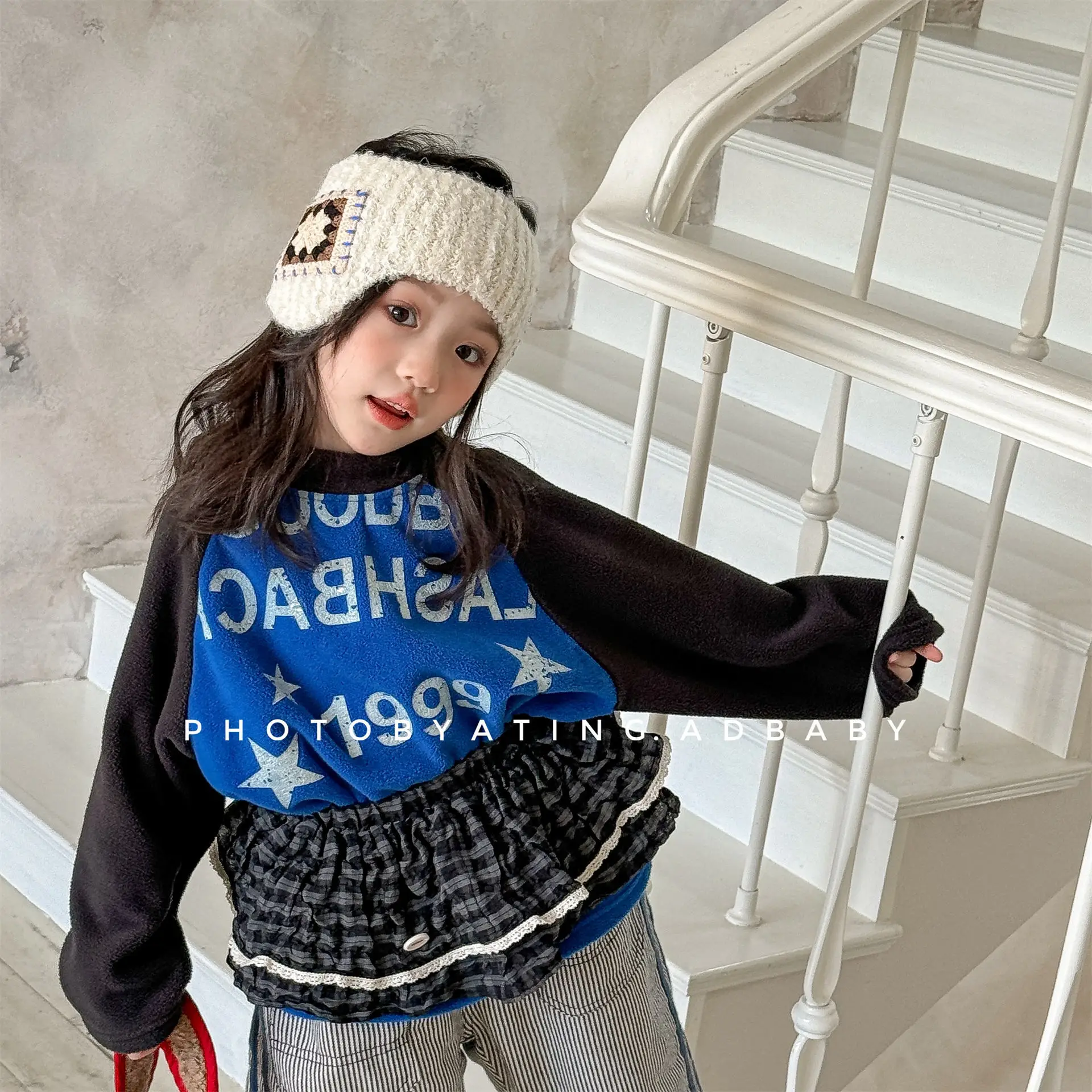 

2025 Winter New Children Fleece Sweatshirt Plus Velvet Thick Boys Girls Letter Print Shirts Baby Casual Pullover Kids Warm Tops