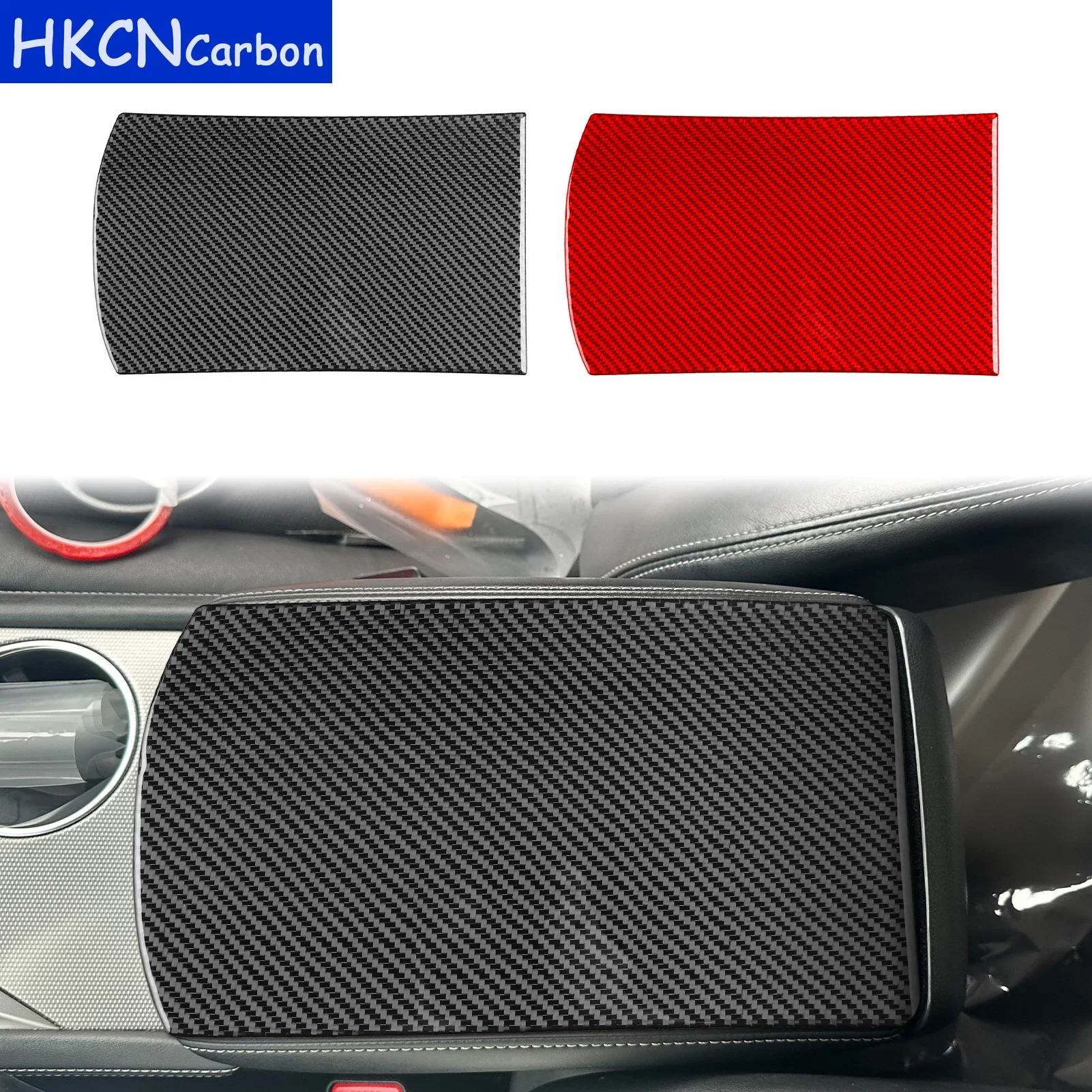 For Infiniti Q50 2014—2020 Real Carbon Fiber Central Armrest Box Panel Cover Modified Trim Interior Decoration Accessories