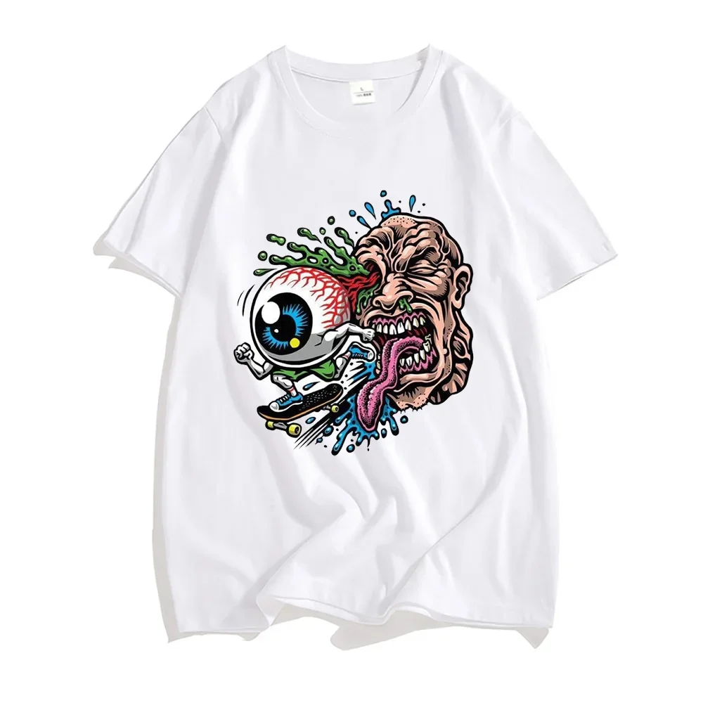 The Eye of Skateboarding Tee-shirt 100% Cotton Male/Female T-shirts Short Sleeve Casual Graphic Tshirts Streetwear Mens Tops Tee