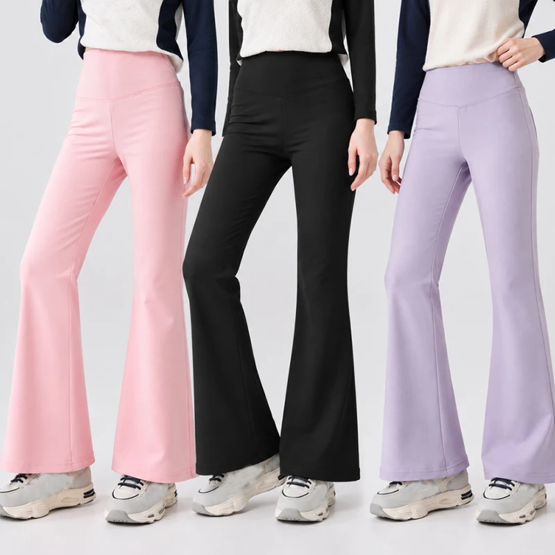 1pcs Girls High Waist Yoga Leggings Teenagers Stretch Flared Pant Kids Sportswear Trousers Children Autumn Spring Wide-leg pants