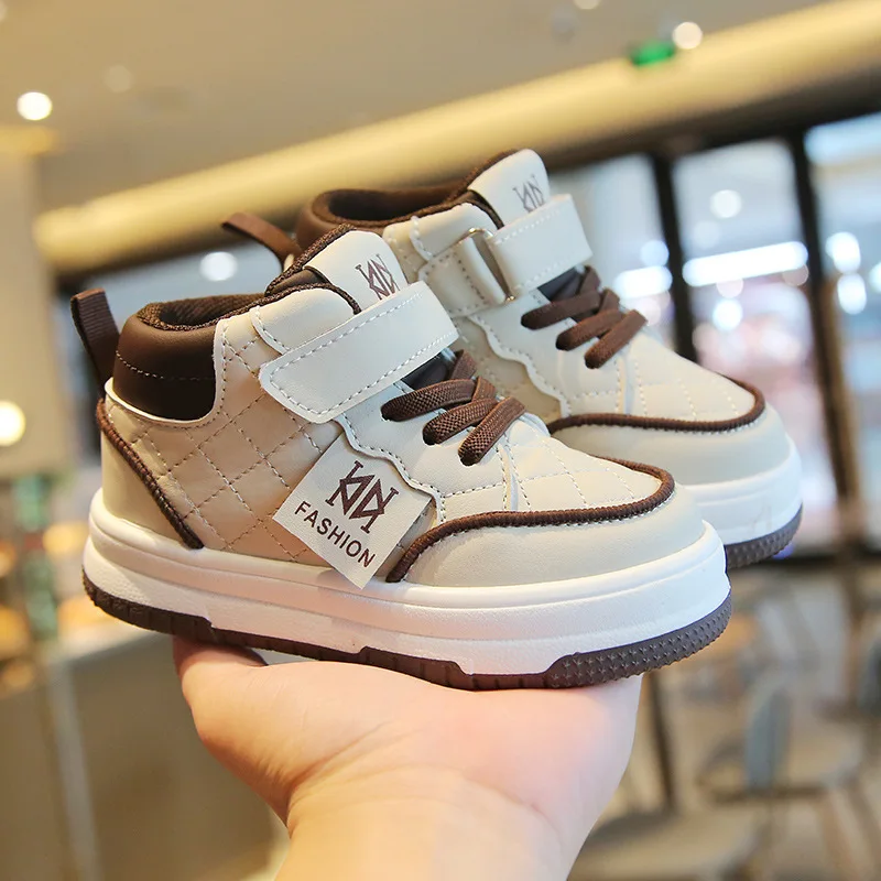 Children's Sneakers 2024 Spring and Autumn Boys' Casual Sneakers New High-Top Girls' White Shoes Soft-Soled Shoes for Baby Singl