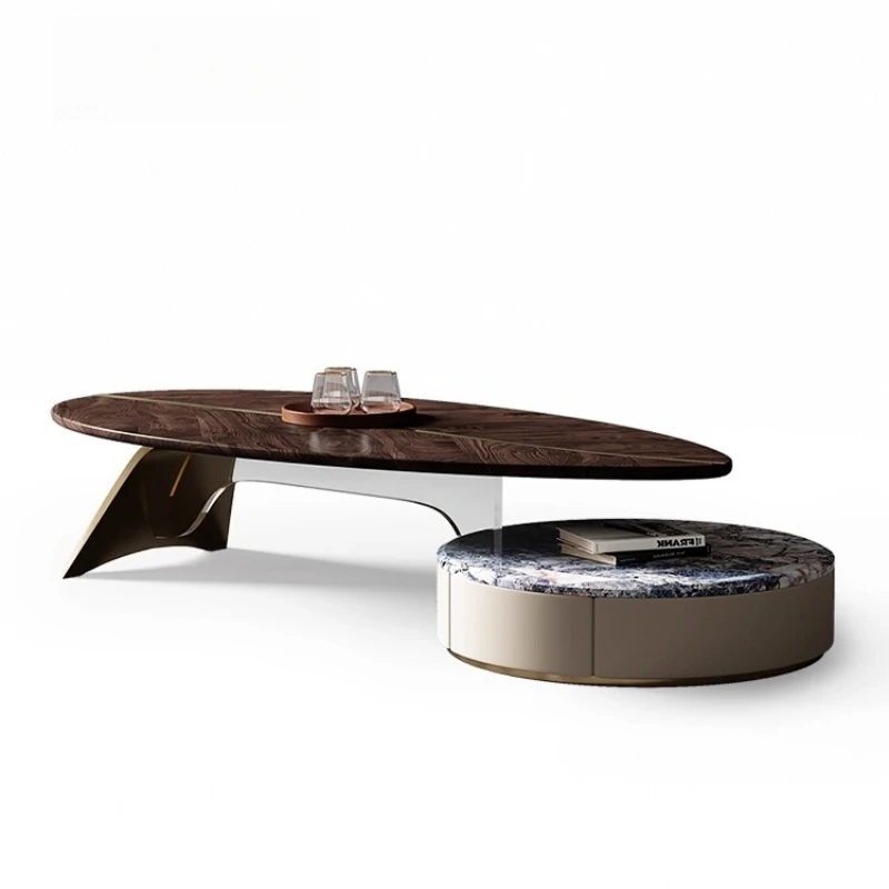 

Light luxury solid wood coffee table walnut modern living room high-end furniture designer leaf coffee table combination