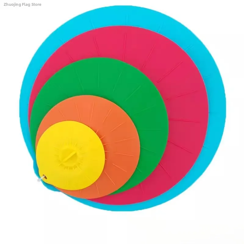 

Новые силиконовые крышки для овощей и фруктов, герметичные, набор из 5 штук, для кастрюль и мисок, экологичные, складные.