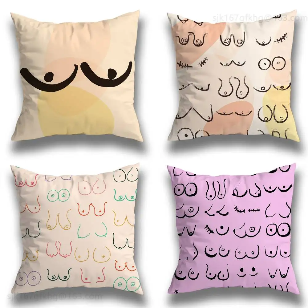 

Boobs Art Print Pillow Case Pillow Case Living Room Sofa Cushion Cover Suitable For Home Bedroom Room Decoration
