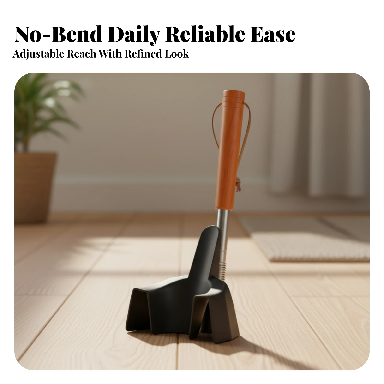 Extendable Shoe Shoe Tool Telescopic Telescoping Shoe Shoe Tool Shoehorn with Wood Handle Adjustable for Elderly, Entryway, Home