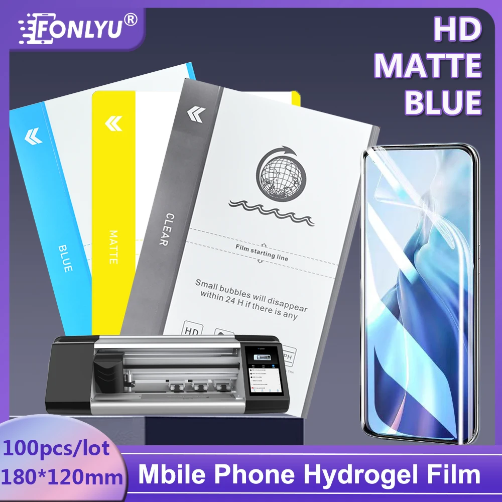 FONLYU 100pcs Universal TPU HD Matte Flexible Hydrogel Screen Protector for Phone Hydraulic Film Back Sticker Cutting Machine