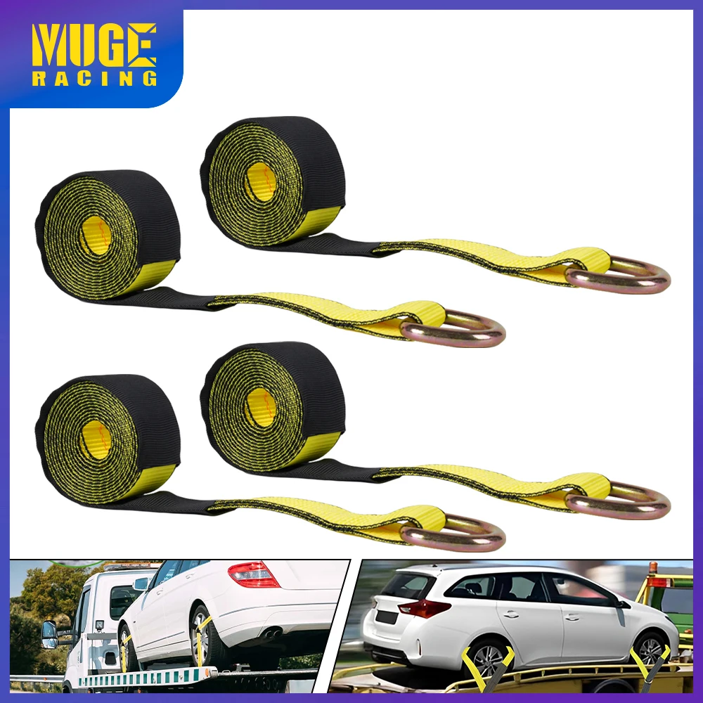 

MUGE-4 pieces 12ft Lasso Strap Tire Wheel Tie Down Flatbed Tow Truck Car Hauling Trailer For Most Tires BTD053