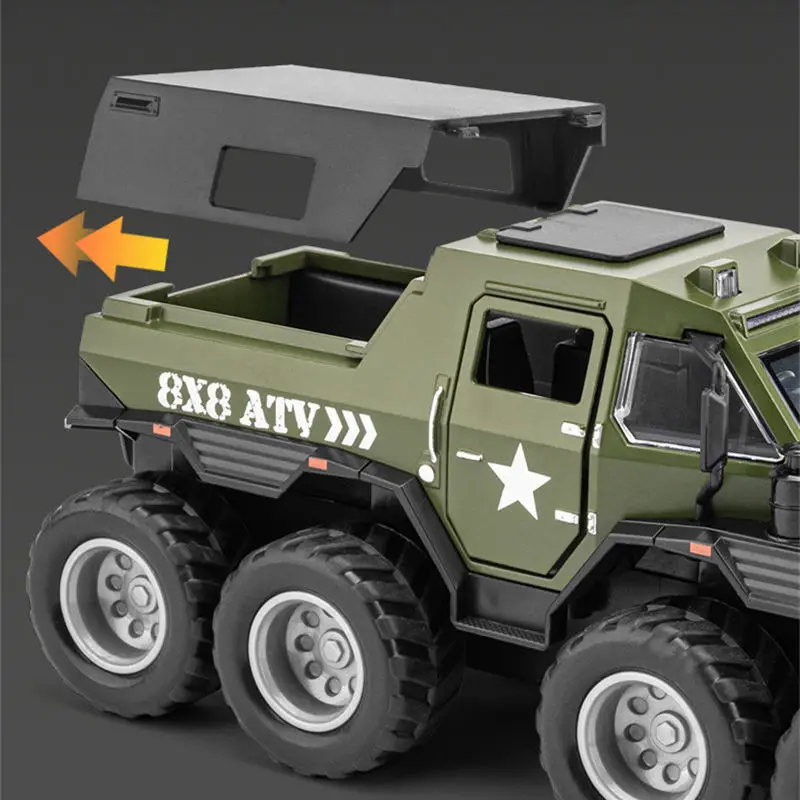 1:32 Siberia Conqueror Shaman 8*8 Tyre Alloy Car Model Diecast Metal Toy Police Off-road Vehicle Car Model Sound Light Kids Gift