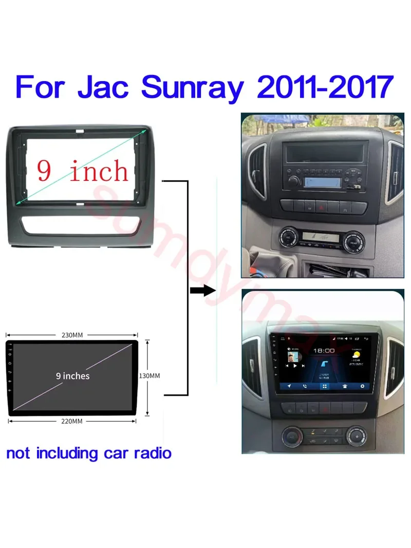 9 Inch 2 Din Car Radio Dashboard For JAC SUNRAY 2011 2012 2013 2014 2015 - 2017 Stereo Panel for Mounting Dual Android Frame