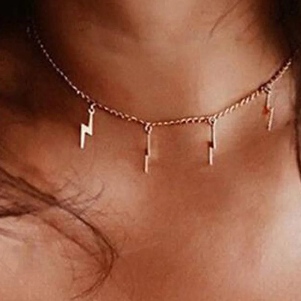 

2pcs Vintage Pendant Alloy Necklace Adjustable Retro Collarbone Chain For Women Wear-Resistant Zinc Alloy Fashion Jewelry