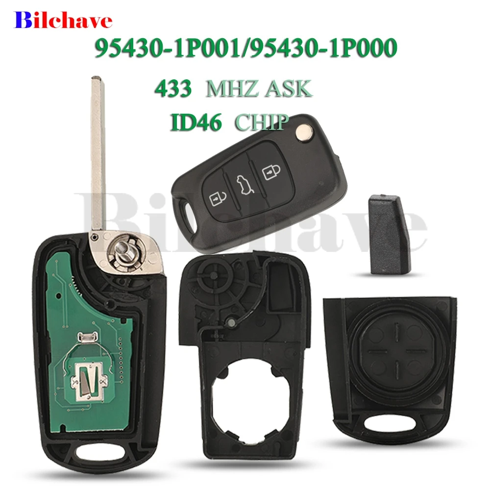 

jingyuqin 433mhz ASK ID46 Chip 95430-1P001/95430-1P000 3 Buttons Remote Car Key For kia Venga 2009-2014 Flip Key Fob Control