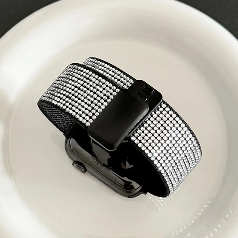 Luxury Sparkle Diamond Magnetic Strap For Apple Watch Band Ultra2 49mm 45mm 44 41 42 Correa Band For Iwatch Series 10 9 8 SE 7 6