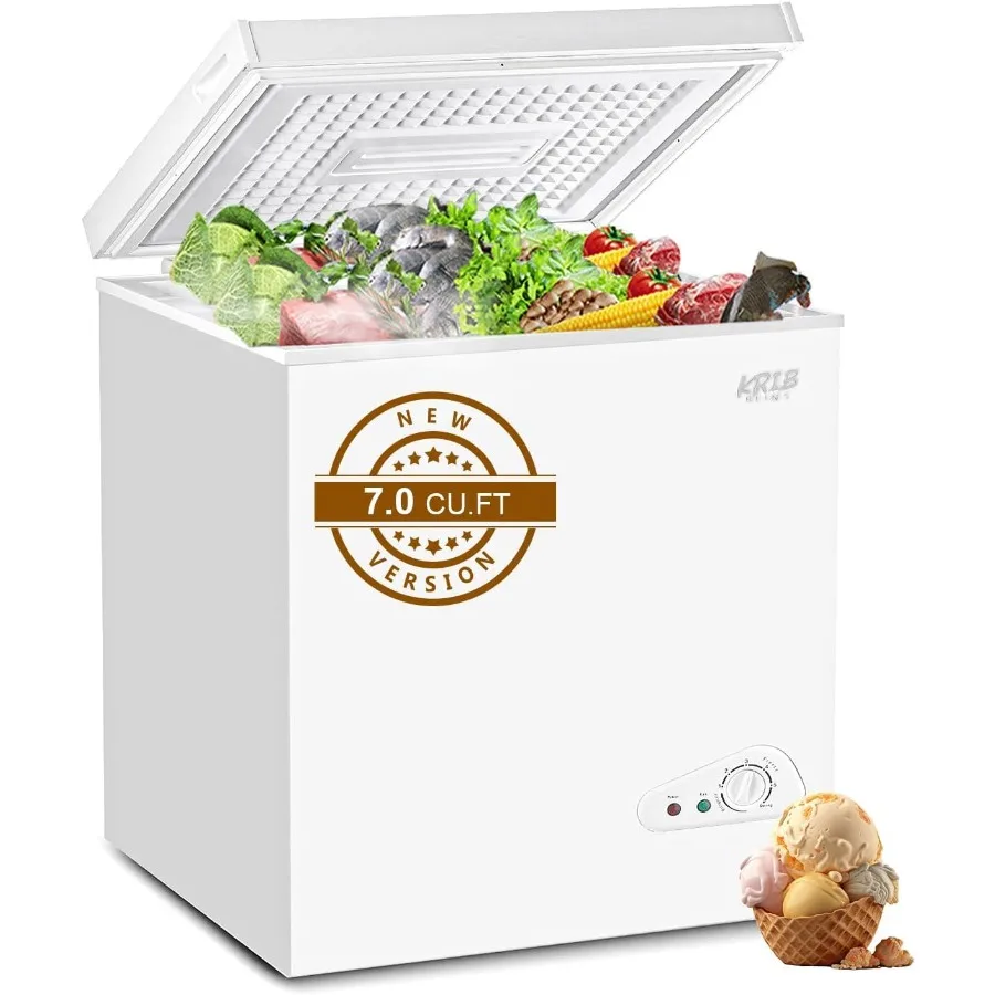 

7.0 Cu.Ft Compact Mini Deep Freezer with Top Open Door and 7 Gears Temperature Control for Home Kitchen or Outdoor Use Removabl