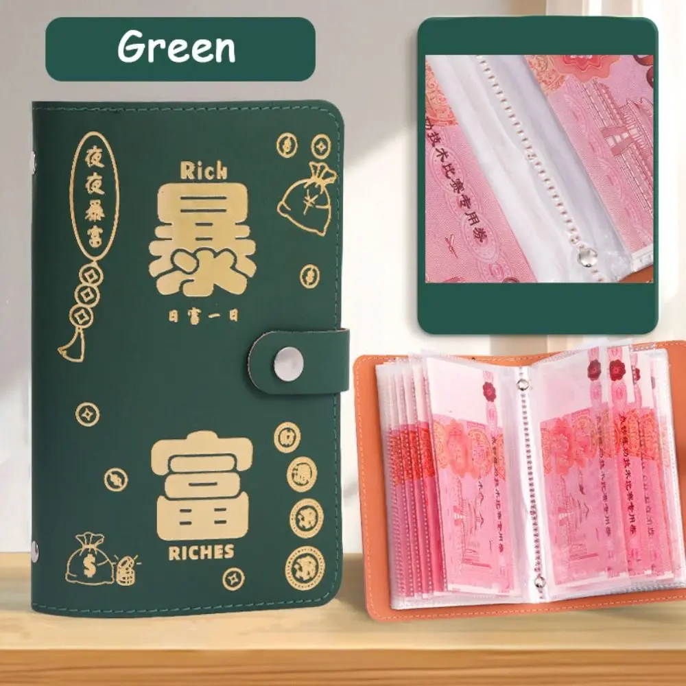 

PU Leather Saving Money Binder Portable Refillable Budget Binder Savings Handbook Storage Wallet Account Book New Year's Gift