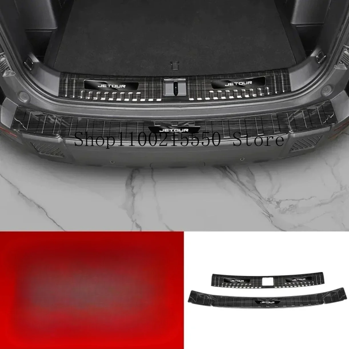 Accessoires de style de voiture pour CHERY Jetour T1 2025 2026, plaque de pare-chocs intérieure de coffre arrière, couvercle de protection de seuil en acier inoxydable